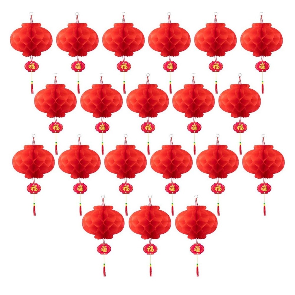 Sealed 10 Pack Chinese Red Paper Lanterns Hanging Red Paper Festival Decor